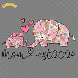 groovy mom est 2024 floral elephant png digital download files