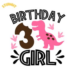 3rd dinosaur birthday girl digital download files