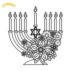 floral menorah svg digital download files