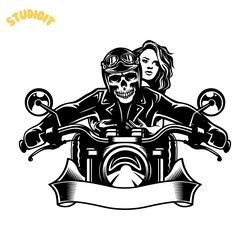 skeleton couple motorcycle handle bars svg