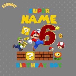 personalized mario birthday boy png, birthday party family png, family matching png