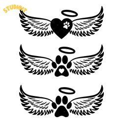 dog memorial svg, cat remembrance cut file, paw with wings