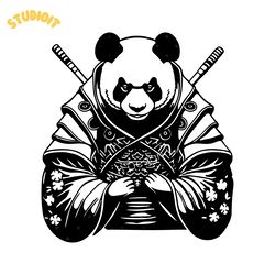 panda samurai mascot svg png dxf angry panda bear svg
