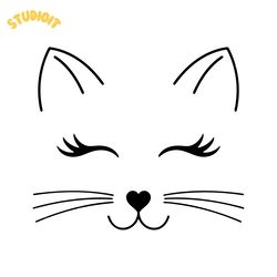 cute cat face lashes svg digital download files