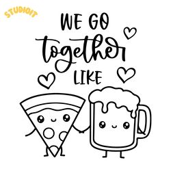 pizza and beer in love svg cut file cricut silhouette perfect match cute food friendship