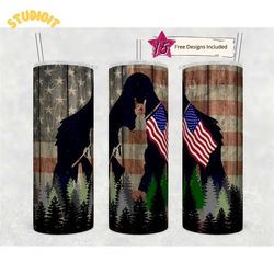 american flag bigfoot 20 oz skinny tumbler sublimation design template big foot sasquatch