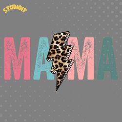 digital png file mama distressed cheetah leopard lightning bolt mom printable sticker wate