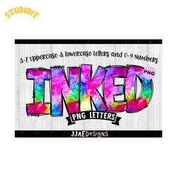 rainbow ink watercolor png letters digital download files