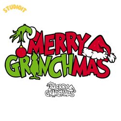 merry grinchmas ornament hand grinch santa hat