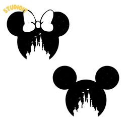 mickey mouse & minnie mouse castle head, svg, png, dxf, eps, cricut