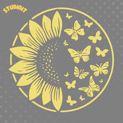 sunflower svg, butterfly svg, sunflower digital download files