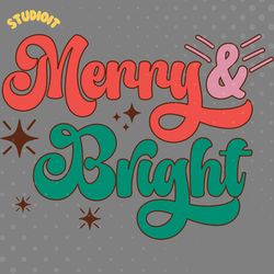 christmas merry and bright svg digital download files