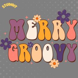 christmas merry groovy svg digital download files