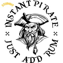 instant pirate just add rum funny quote digital download files