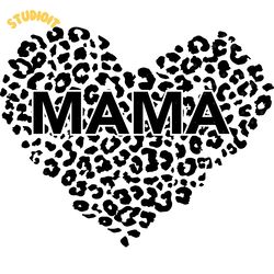 mama heart leopard svg digital download files