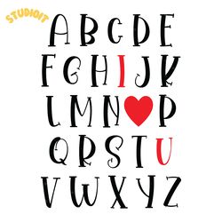 alphabet i love you svg digital download files