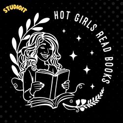 hot girls read books - book lover svg digital download files