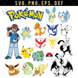 pokemon team svg clipart, monster png image, compatible with cricut and cutting machine