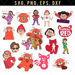 turning red svg collection clipart, red panda png image, compatible with cricut and cutting machine
