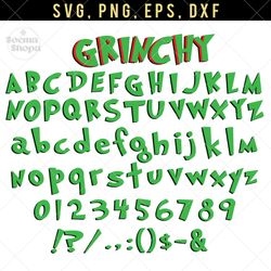 green christmas font svg clipart, grinhcy svg, font, monster font t shirt, compatible with cricut and cutting machine