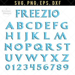 freezio letter font svg clipart, winter svg font, anna font t shirt, compatible with cricut and cutting machine