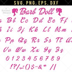 pink doll font letter font svg clipart, barbie svg font, doll font t shirt, compatible with cricut and cutting machine