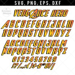 vengeance hero svg font clipart, hero svg font, superhero font t shirt, compatible with cricut and cutting machine
