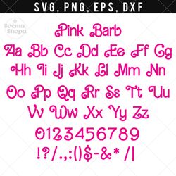 pink barb svg font clipart, barbie svg font, doll font tshirt, compatible with cricut and cutting machine