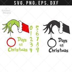 the grinch ornament svg clipart, grinch svg, number svg, compatible with cricut and cutting machine