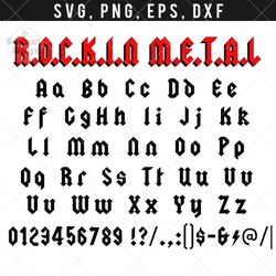 rock font svg clipart, metal svg font, music font tshirt, compatible with cricut and cutting machine