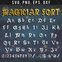 magician font svg clipart, harry svg font, magician font tshirt, compatible with cricut and cutting machine
