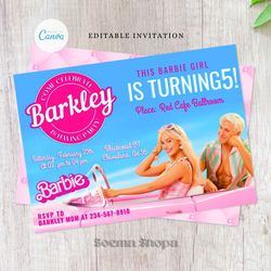 fashion doll invitation, the barbie editable invitation, canva personalized printable and instant download