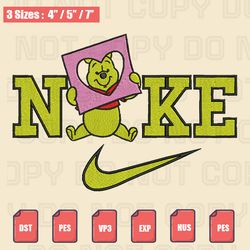 nike winnie the pooh valentine's day embroidery file, nike valentine embroidery designs, machine embroidery design files