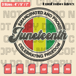 juneteenth day embroidery design, juneteenth 1865 embroidery design ,juneteenth embroidery design ,instant download