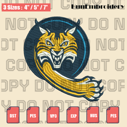 quinnipiac bobcats logo embroidery files, ncaa embroidery designs, machine embroidery design files