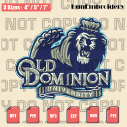 old dominion monarchs logo embroidery files, ncaa embroidery designs, machine embroidery design files