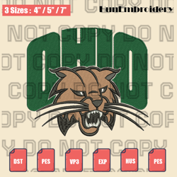 ohio bobcats logo embroidery file, ncaa embroidery designs, machine embroidery design files