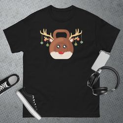 christmas gym workout reindeer kettlebell xmas for gym lover t-shirt