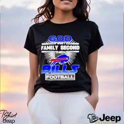 awesome god first family second then buffalo bills football shirt