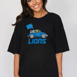 baby yoda drive a car detroit lions football flag logo shirt