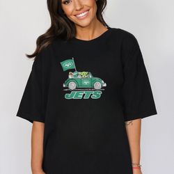 baby yoda drive a car new york jets football flag logo shirt