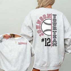 custom baseball mom sweatshirt, personalized baseball shirt, baseball birthday shirt, team number baseball shirt, family