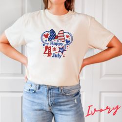 comfort colors 4th of july mickey and minnie head happy 4th of july t-shirt, patriotic mouse t-shirt, disney 4th of july
