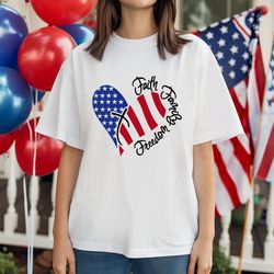 faith family freedom july 4th heart shirt, christian 4th of july gift, funny 4th of july shirt, independence day shirt