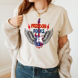 freedom rock july 4th guitar shirt, guitar 4th of july gift, funny 4th of july shirt, independence day shirt, july 4th