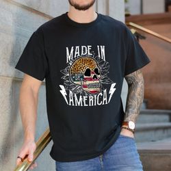 made in america skull shirt, america skull shirt, leopard print skull shirt, funny 4th of july shirt, independence shirt