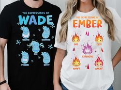retro disney elemental shirt, the expressions of ember wade t-shirt, elemental emotional couple matching shirt