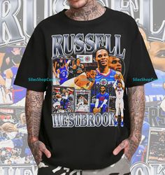 vintage 90s basketball bootleg style t-shirt, russell westbrook graphic tee, rus