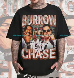 vintage 90s graphic style burrow x chase t-shirt, burrow x chase tee, retro burr