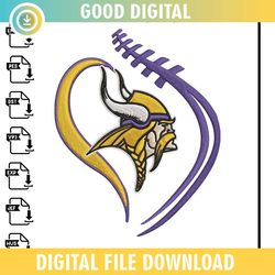 heart minnesota vikings embroidery design, vikings embroidery, nfl embroidery, logo sport embroidery, embroidery design.